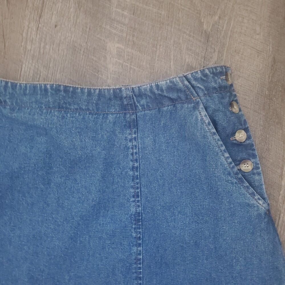 TY Wear Women's Denim Maxi Skirt Size 16W Blue Medium Wash A-Line Side Button - Picture 2 of 9